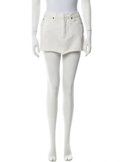 Pre-owned Slvrlake Raw-edge Trim Mini Skirt In White