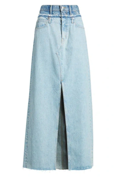 Slvrlake Re-work Dallas Double-waistband Denim Skirt In Twin Valle