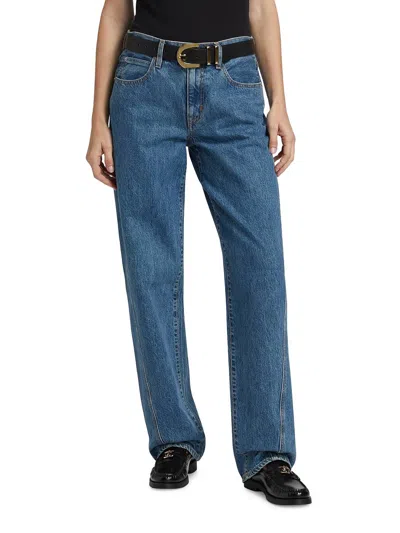 Slvrlake Tess Long Curve Seam Jean In Satisfaction In Blue