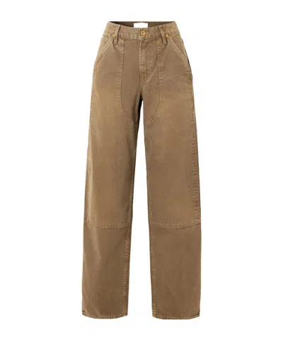Slvrlake Tess Worker Paneled Cotton-canvas Barrel-leg Pants In Gold