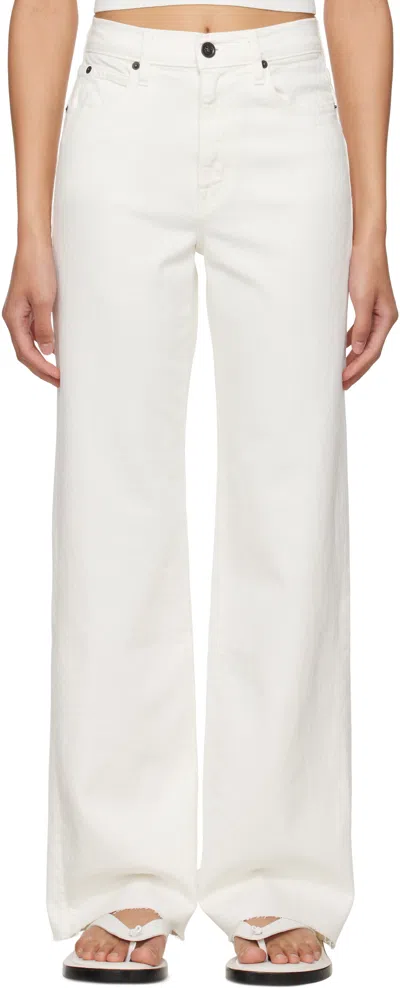 Slvrlake Grace High Waist Organic Cotton Denim Wide Leg Jeans In Ecru