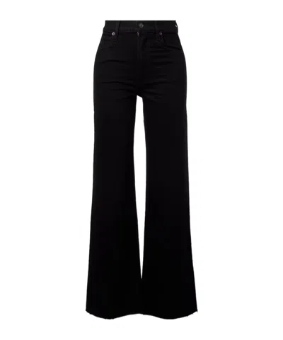 Slvrlake Wide-leg Frayed Denim Trousers In Black