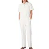 Slvrlake Short-sleeved Twill Jumpsuit In White