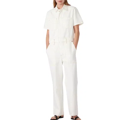 Slvrlake Short-sleeved Twill Jumpsuit In White