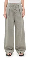 Slvrlake Wide Pleat Chino Pants Washed Sage In Gray