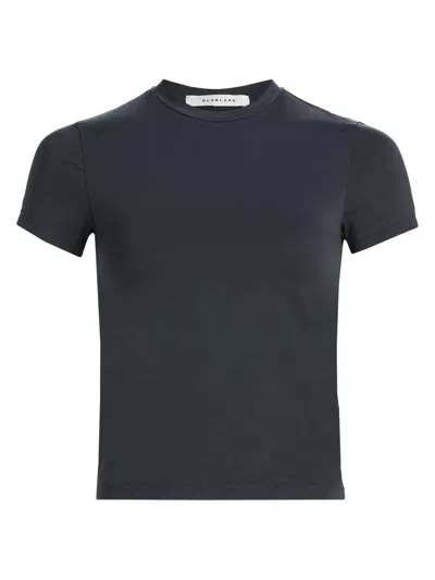 Slvrlake Women's Fitted Stretch-cotton Crop T-shirt In Black