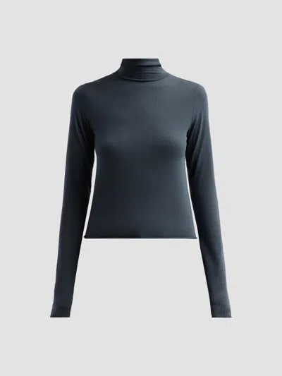 Slvrlake Women's Stretch Cotton Turtleneck In Black