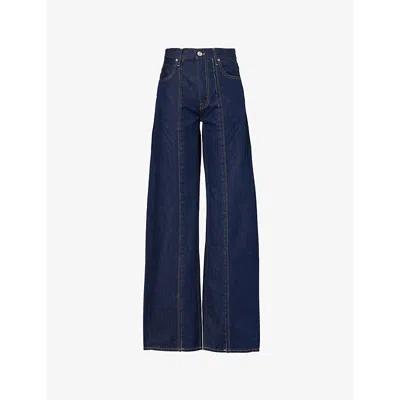 Slvrlake Womens Cassie Five-pockets Wide-leg Mid-rise Denim Jeans Midnight Mile