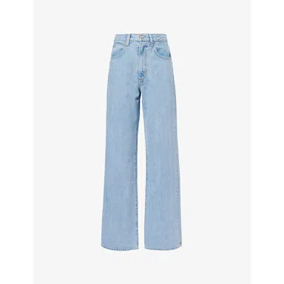 Slvrlake Womens Grace Five-pockets Wide-leg Mid-rise Denim Jeans Powder Blue