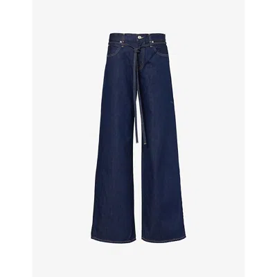 Slvrlake Womens Mica Belted Wide-leg Mid-rise Denim Jeans Midnight Mile