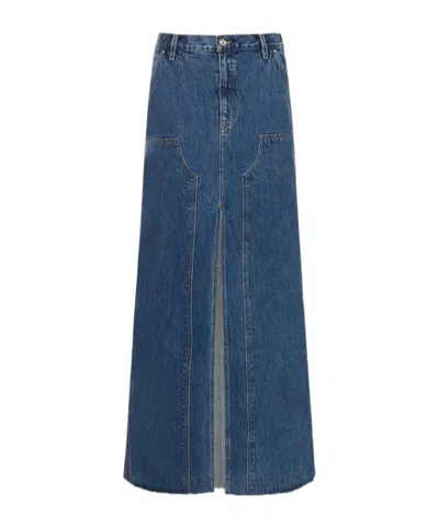 Slvrlake Worker Slit Denim Skirt In Blue