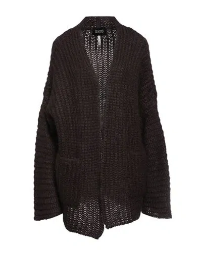 Sly010 Woman Cardigan Dark Brown Size 6 Mohair Wool, Polyamide, Wool