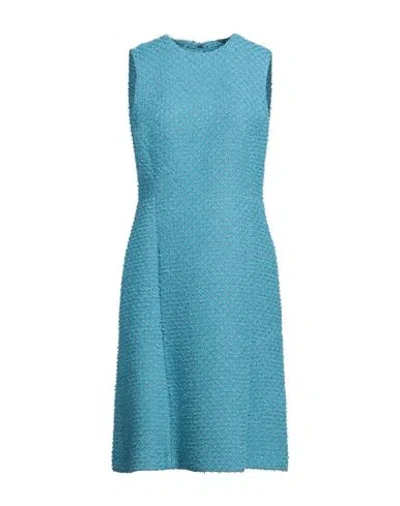 Sly010 Woman Midi Dress Azure Size 14 Cotton, Viscose, Polyamide, Linen In Blue