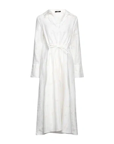 Sly010 Woman Midi Dress Ivory Size 8 Linen, Cotton In White
