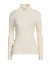Sly010 Woman Turtleneck Ivory Size 10 Merino Wool In White