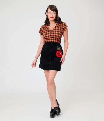 Smak Parlour 1960's Corduroy Mini Skirt In Black