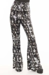 Smak Parlour 1960s High Waist Flare Pants In Black/silver Stars