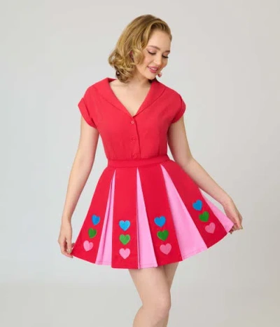 Smak Parlour 1960s Pleated Mini Skirt In Red