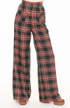 Smak Parlour 1960s Wide Leg Pants In Black & Red Plaid