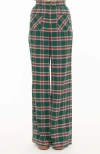 Smak Parlour 1960s Wide Leg Pants In Green/red Plaid