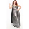 Smak Parlour 1970s Fringe Cape Maxi Dress In Silver