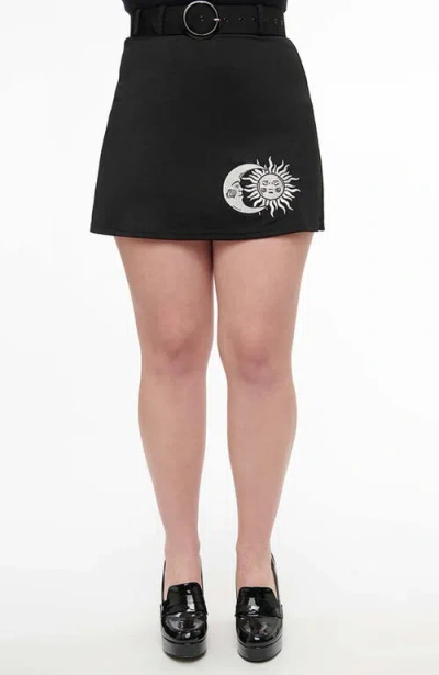 Smak Parlour Belted Easy Does It A-line Mini Skirt In Black & Silver Celestial