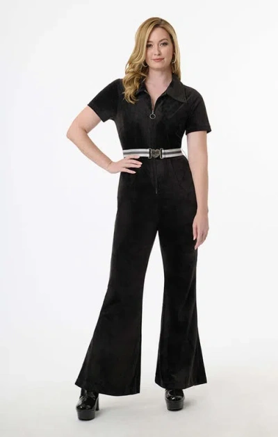 Smak Parlour Belted Flare Jumpsuit In Black