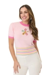 Smak Parlour Flower Cutout Knit Sweater In Pink