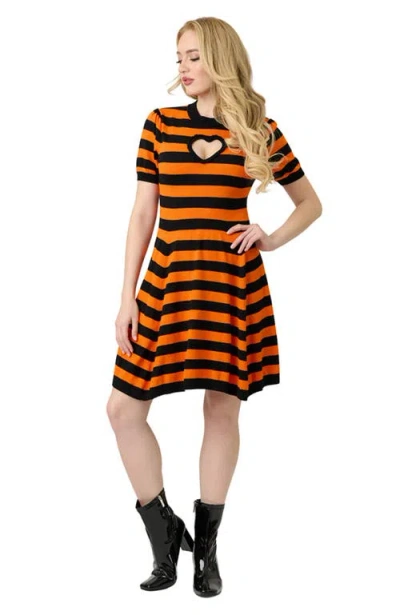 Smak Parlour Heart Cutout Flare Dress In Orange