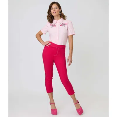 Smak Parlour Kitschy Shaped Pocket Smarty Pants Capris In Pink