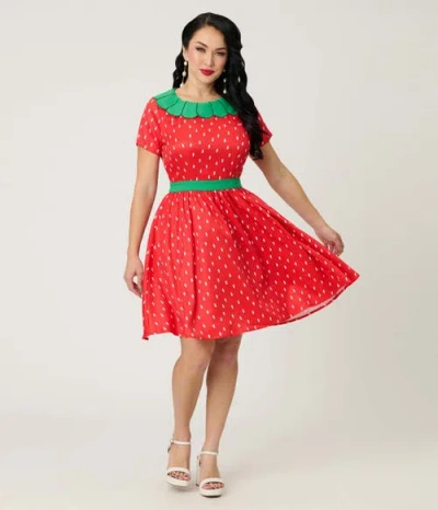 Smak Parlour Petal Collar Flare Dress In Red