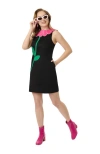 Smak Parlour Petal Collar Shift Dress In Black/pink