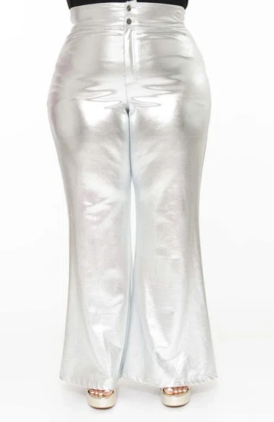 Smak Parlour Plus Size 1960s High Waist Flare Pants In Silver