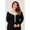 Smak Parlour Plus Size 1960s Long Sleeve Cardigan In Black