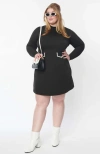 Smak Parlour Plus Size 1960s Mock Turtleneck Fit & Flare Dress In Black