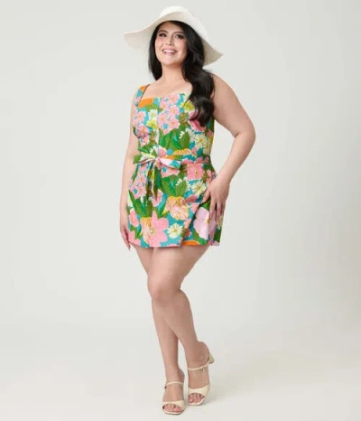 Smak Parlour Plus Size 1960s Sweet & Sassy Skirted Romper In Multi