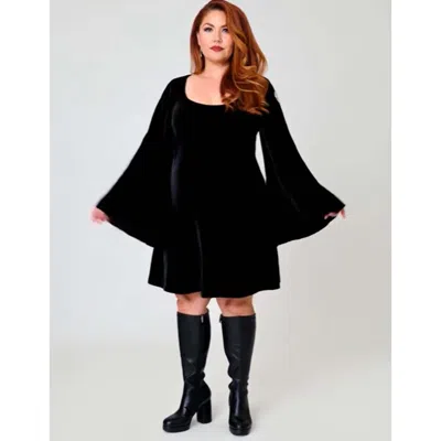 Smak Parlour Plus Size Angel Sleeve Downtown Scene Mini Fit & Flare Dress In Black