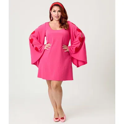 Smak Parlour Plus Size Angel Sleeve Downtown Scene Mini Fit & Flare Dress In Pink