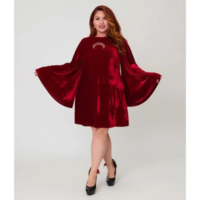 Smak Parlour Plus Size Angel Sleeve Downtown Scene Mini Fit & Flare Dress In Red