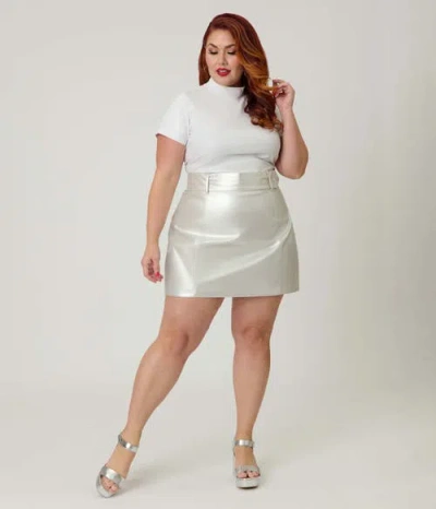 Smak Parlour Plus Size Belted Mini Skirt In White
