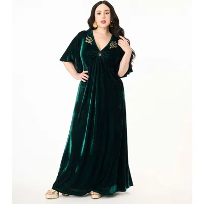 Smak Parlour Plus Size Cut Out Knit Maxi Dress In Green