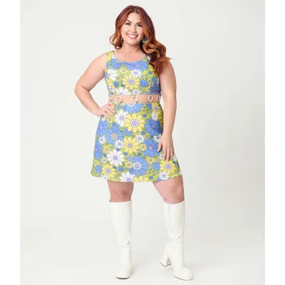 Smak Parlour Plus Size Gettin Groovy Mini Dress In Blue