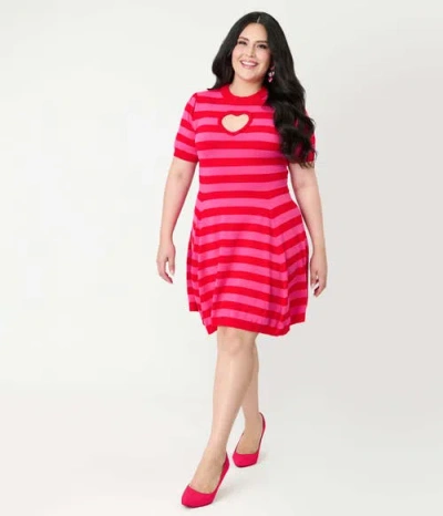 Smak Parlour Plus Size Heart Cutout Flare Dress In Gold