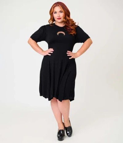 Smak Parlour Plus Size Heart Cutout Flare Dress In Black