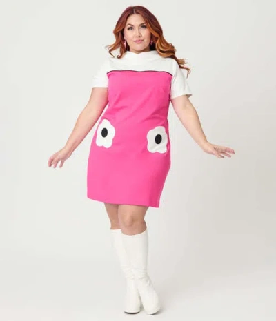 Smak Parlour Plus Size Mock Neck Patch Pocket Shift Dress In Pink