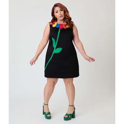 Smak Parlour Plus Size Petal Collar Shift Dress In Black