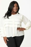 Smak Parlour Plus Size Pleated Front Blouse In Cream