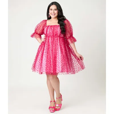 Smak Parlour Plus Size Puff Sleeve Love Interest Babydoll Dress In Pink