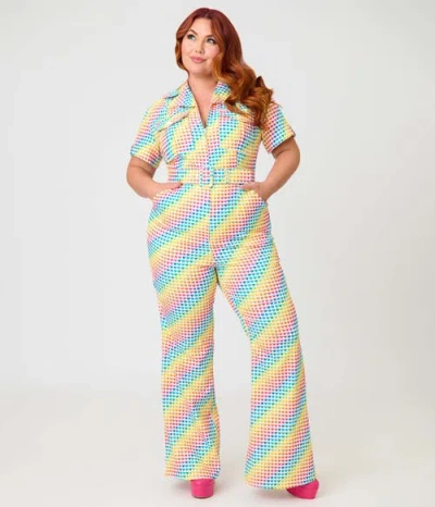 Smak Parlour Plus Size Retro Flare Jumpsuit In Multi