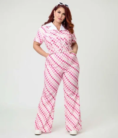 Smak Parlour Plus Size Retro Flare Jumpsuit In Pink